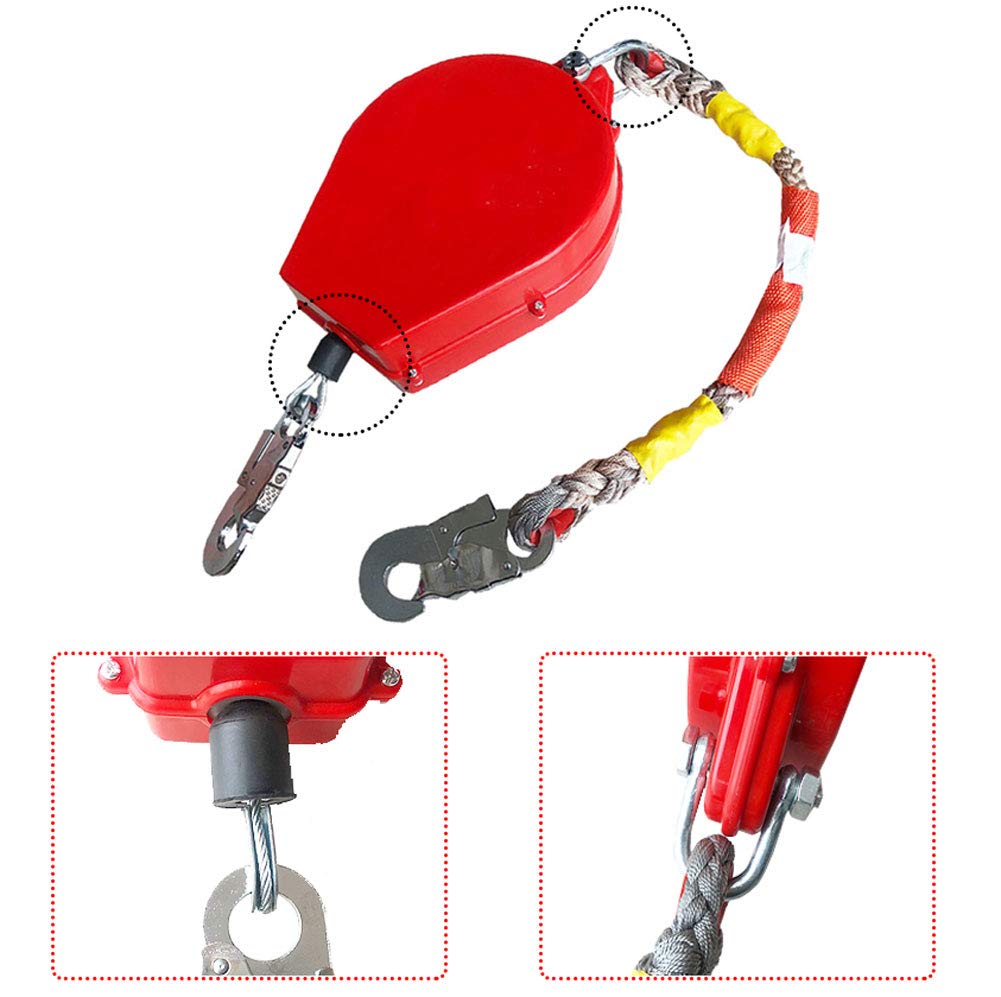 Fune di Sicurezza Retrattile con Gancio per Barre d'armatura, Dispositivo di Protezione Individuale per impieghi gravosi, Diametro del Cavo in Acciaio 3,2 mm/5 mm, Fune di Sicurezza retratti