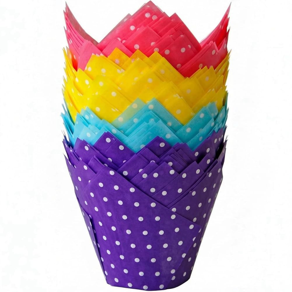Aundhegrtt Baking Cups Extra Large Jumbo Tulip 125 Pack Premium Greaseproof No-Stick Muffin Liners Bakery Style Cupcake Wrappers