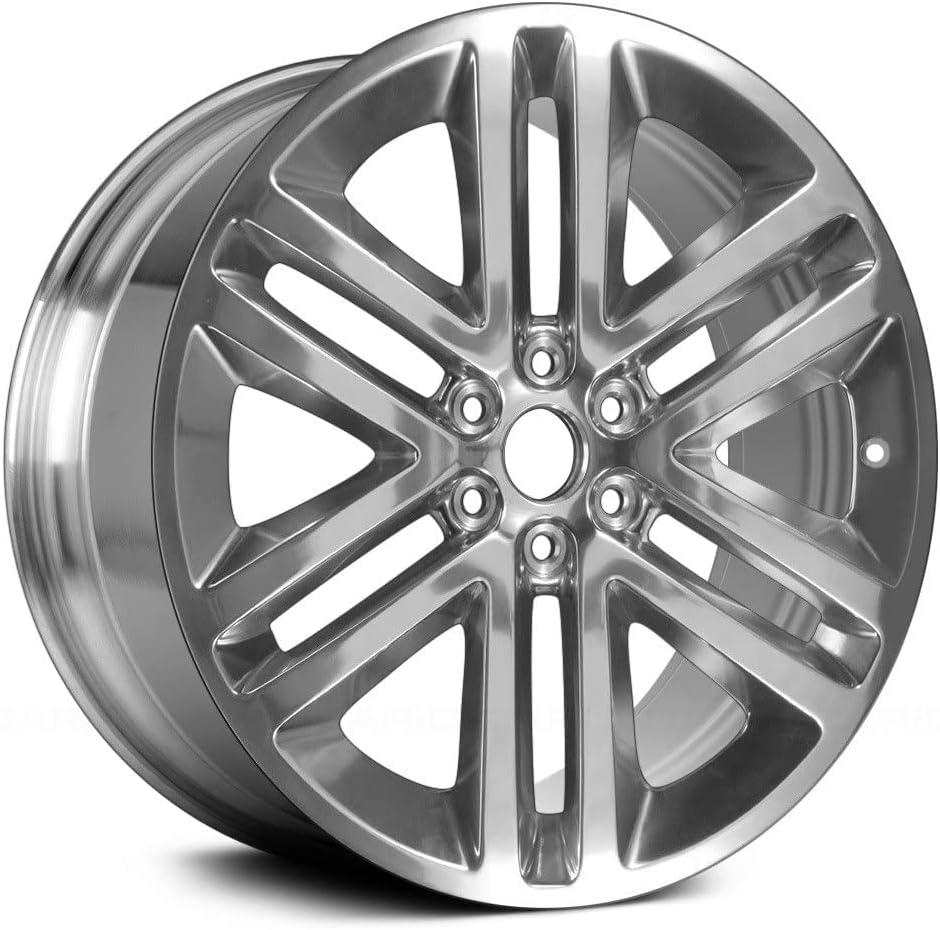 6 Double-Spoke Polished 22x9.5 Alloy Wheel - Aluminium Factory Wheel | 6 Stud/Lug | 44MM Offset | Full Polished, Restored to OEM | Compatible with 2015-2017 Ford Expedition