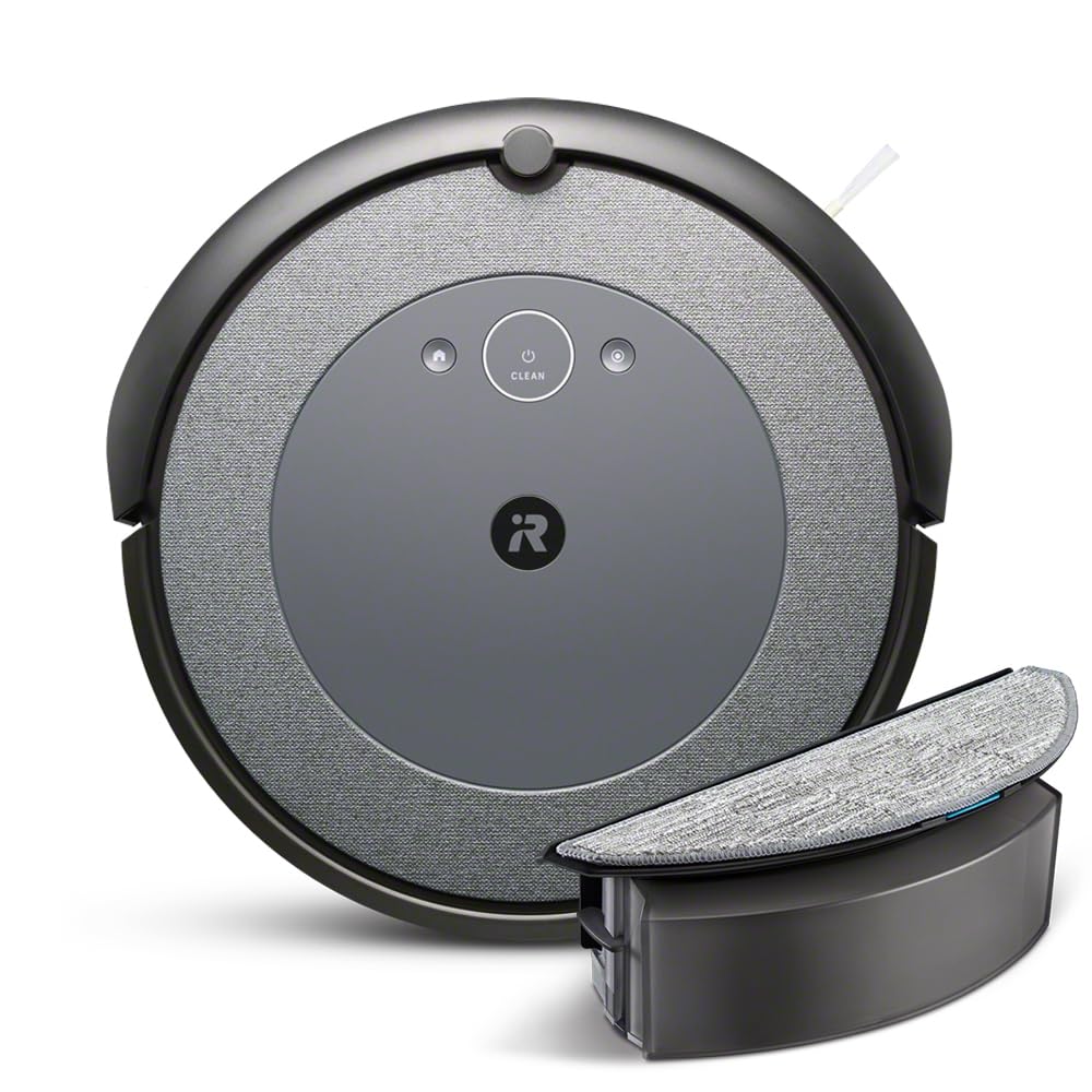 iRobot Roomba Combo i5, Robot Aspirapolvere Lavapavimenti, Mappatura Intelligente, Wi-Fi, Rilevamento Ostacoli, 2 Spazzole in Gomma Multi-Superficie, Programmabile con App e Assistente Vocale
