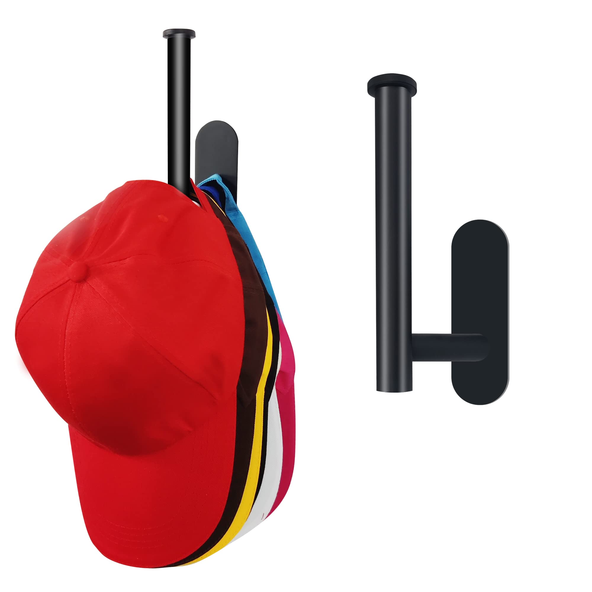 Hat Racks for Baseball Caps, Adhesive Hat Hooks for Wall, Stainless Steel Baseball Cap Hanger for Baseball Caps Holds 30 Caps, Elegant and Economical Hat Rack for Baseball Fans (2 Pcs)