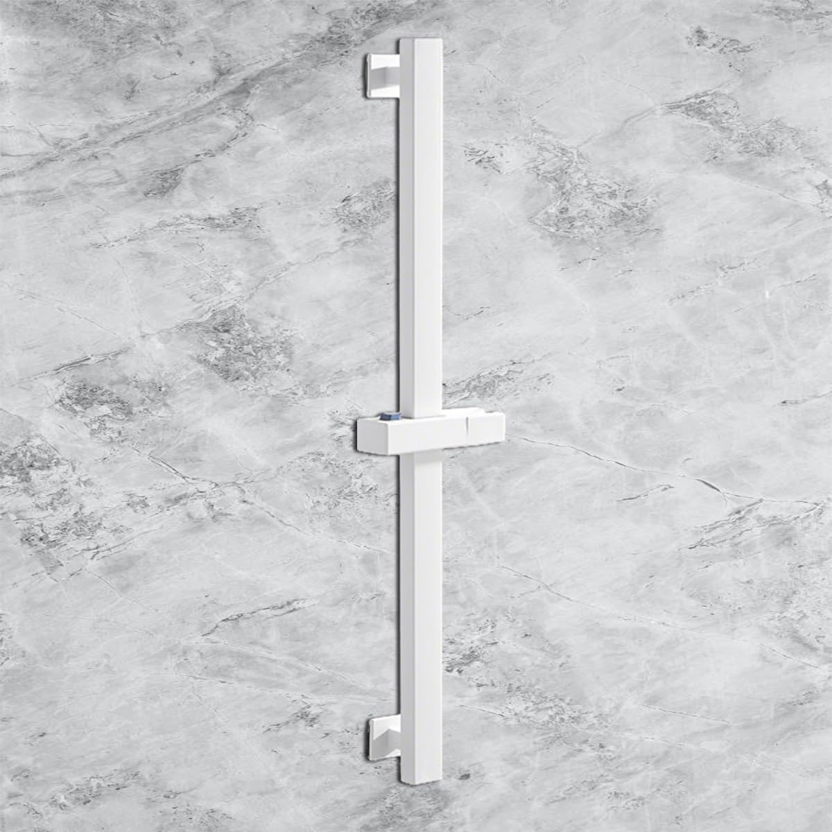 Saliscendi quadrato da 60 cm, in acciaio inox SUS304, per doccia, montaggio a parete, regolabile, staffa girevole a 360° in altezza (bianco)