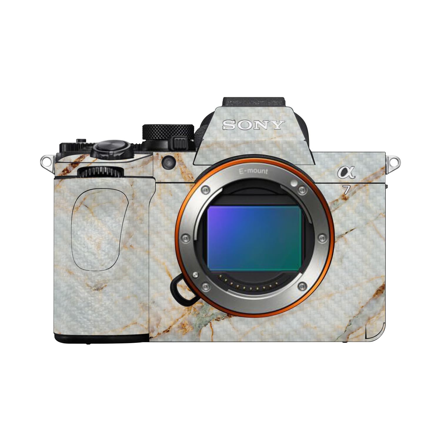 Carbon Fiber Camera Skin Compatible with Sony Alpha A7 Mark V (2025) - Antique Marble - Premium 3M Vinyl Protective Wrap Decal Cover - Easy to Apply | Crafted in the USA by MightySkins