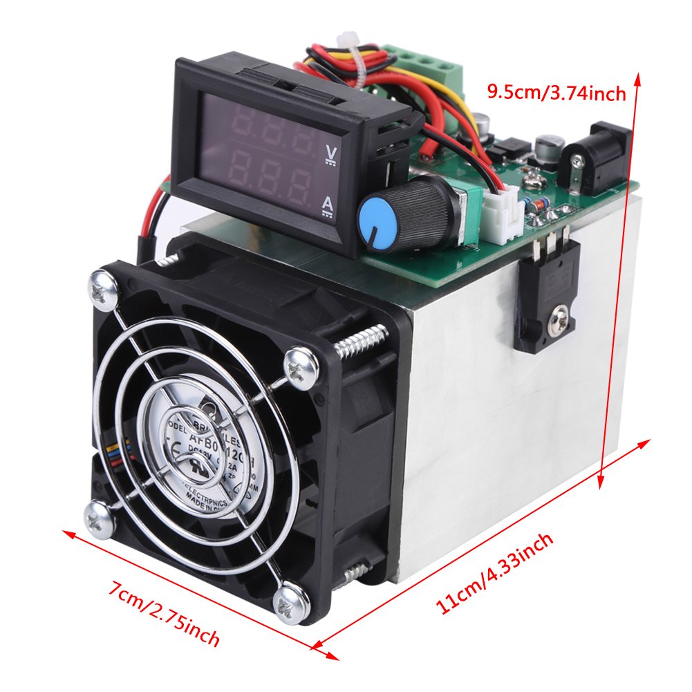 0-10A 100W Elektroniczne obciążenie, moduł testera pojemności napięcia akumulatora wyładowczego DC 12V, wyposażony w przemysłowy radiator z dużymi zębami