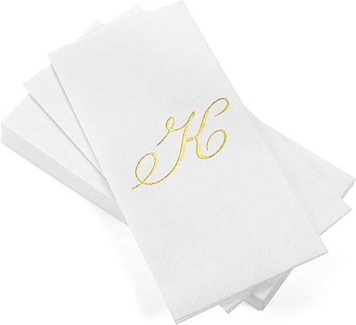 Miniatura 15 de AMERICAN HOMESTEAD - Toallas de mano desechables – Servilletas de invitados con monograma de lámina dorada – Toallas de papel de baño similares al