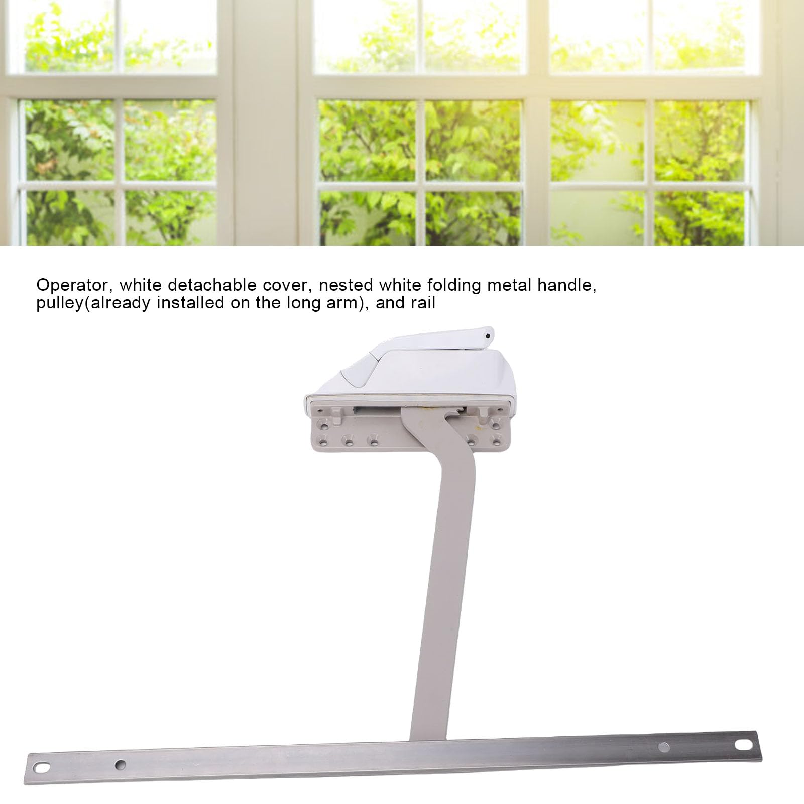 Manivela de Ventana Abatible Izquierda de Contorno para Propietarios de Viviendas, 300-450 Mm de Ancho, 1200 Mm de |Kit Completo con Riel, Tratado Térmicamente para Mayor Durabilidad en