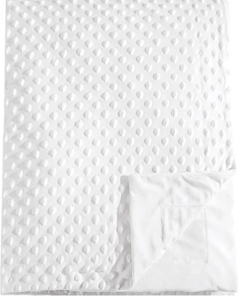 david's kids Micro Fleece Minky Baby Blanket for Boys Girls Neutral with Double Layer and Soothing Raised Dots, Breathable and Soft Lightweight Receiving Blanket for Newborns 30x40 Inches, White