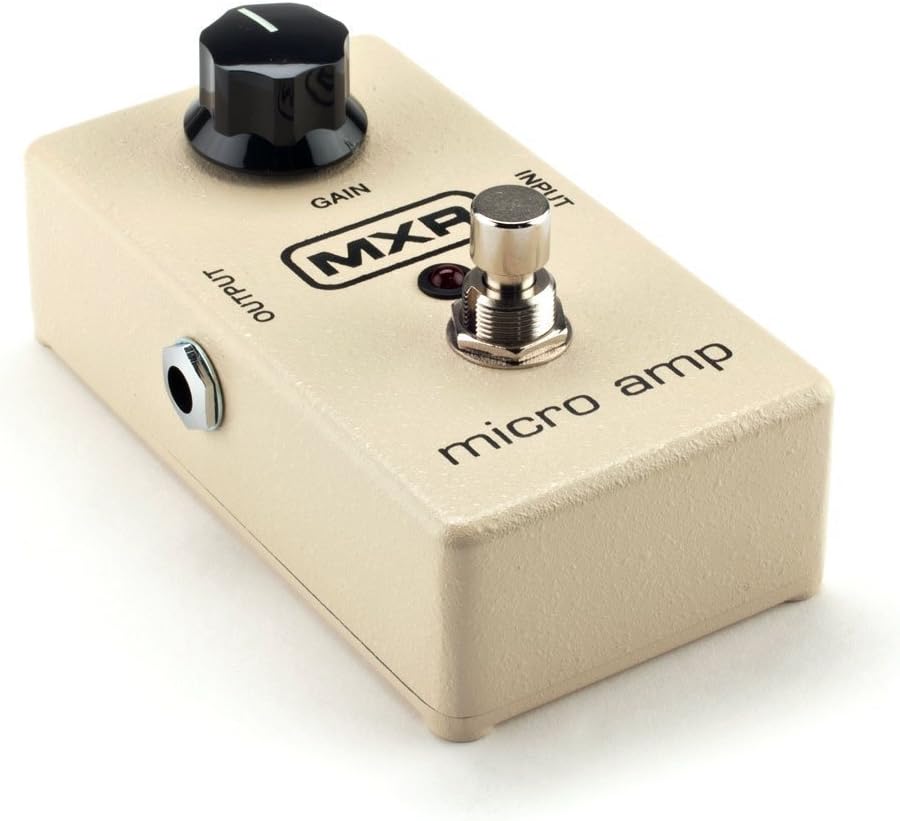 MXR M133 Micro Amp Booster Effects Pedal BUNDLE with AC/DC Adapter Power Supply for 9 Volt DC 1000mA and 6 Assorted Dunlop Guitar Picks �