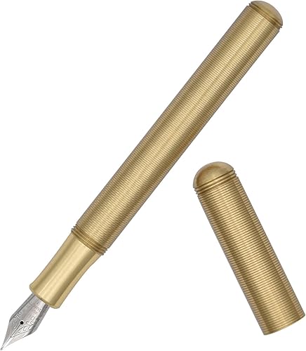 SIPLIV Pluma estilográfica de latón Pluma de oficina de negocios Párrafo corto (4.724 in) Pluma de viaje de bolsillo - Bobina de latón disponible en Yaxa Peru