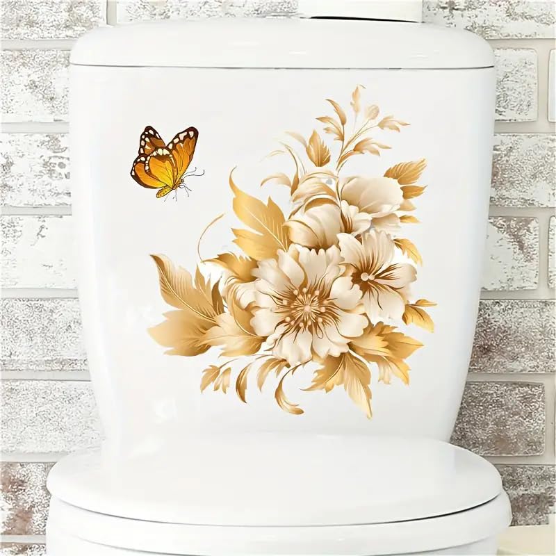 6Pcs Rose Flower Bird Oceans Bathtub Toilet Stickers Decals,Fish Bird Flower Leaf Waterproof
