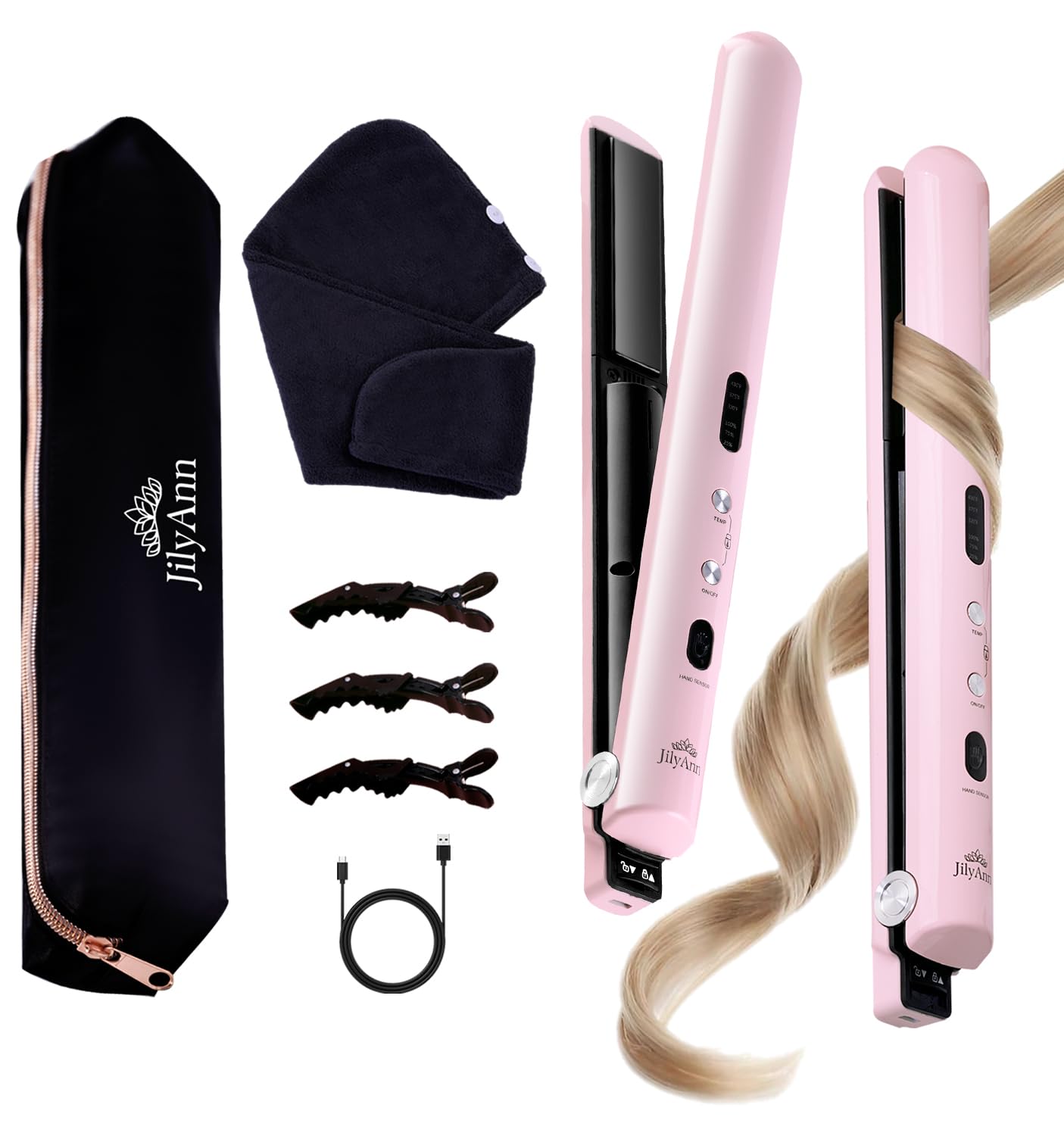 2-in-1 Cordless Hair Straightener & Curler | Ceramic Portable Flat Iron, Dual Voltage 9000 mAh Battery | Best for Less Frizz, Shinier & Smoother Hair | 3 Temp Modes Upto 430°F with USB-C Rechargeable