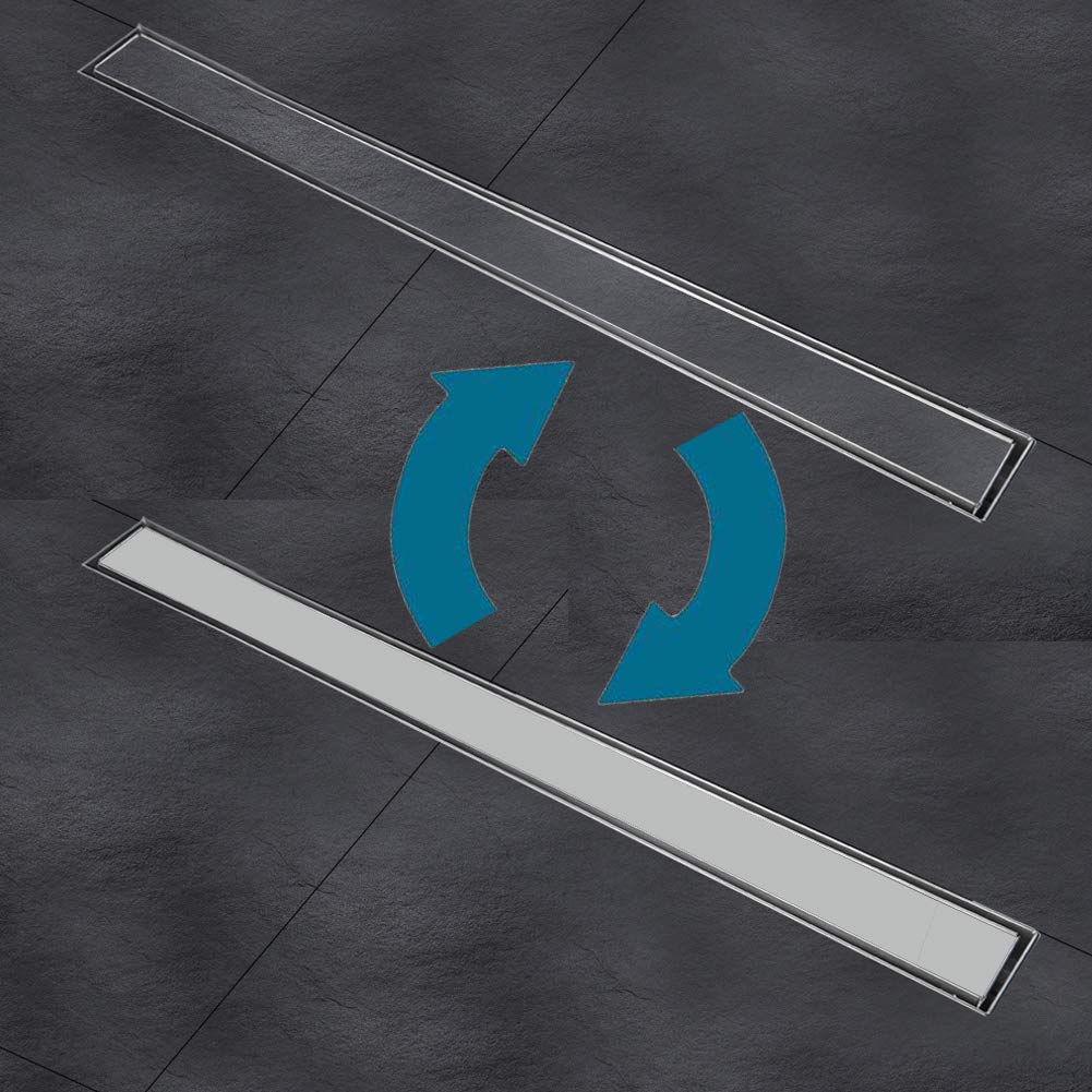 SIENOC Caniveau pour Douche,50cm,Caniveau de Douche en Acier Inox Siphon Sol d'évacuation à Carreler pour Salle de Bain,avec appareil désodorisant et filtre à cheveux