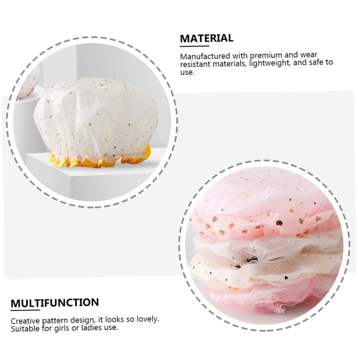Healeved 15stücke Teiliges Duschhauben Für Damen Wasserdichte Elastische Badekappen Mit Doppelter Schicht Für Shampoo Make-up Und Körperpflege Farben Hellrosa