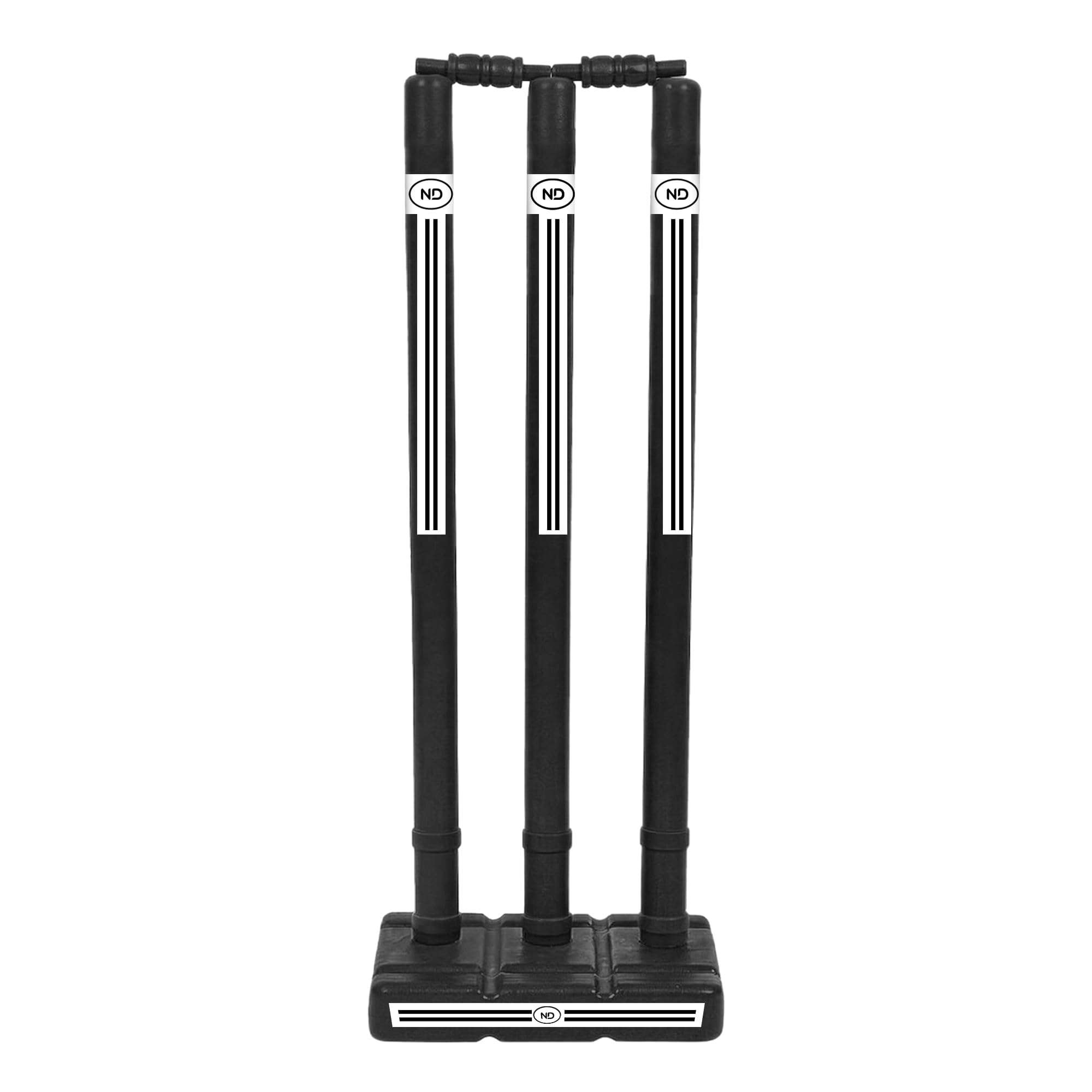 ND Sports Wicket Stumps with Bail – Durable, Lightweight & Portable Cricket Set for All Surfaces | Indoor & Outdoor Use | Includes Mesh Carry Bag (Black, Senior (Full Size) - Pack 1)