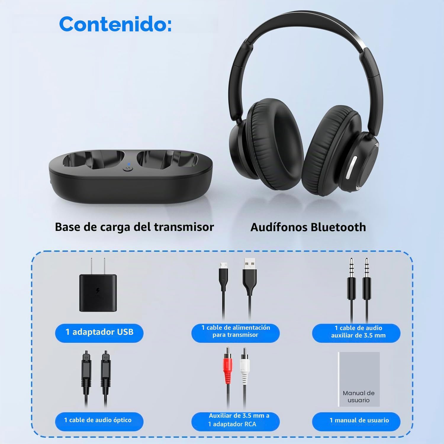 ANSTEN Auriculares Inalambricos TV, Auriculares Par TV con Salidas De Audio Ópticas AUX O Bluetooth, Cascos Inalambricos TV para Mayores, 35h De Reproducción | Auriculares inalámbricos para personas mayores, fáciles de configurar, auriculares inalámbricos
