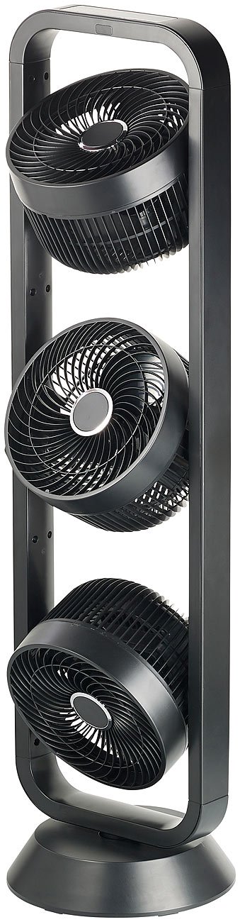 Carlo Milano Ventilator mit 3 Rotoren: Standventilator mit 3 Rotoren, 3 Stufen, Oszillation, Timer, 105 Watt (3 Fach Ventilator, Dreier)