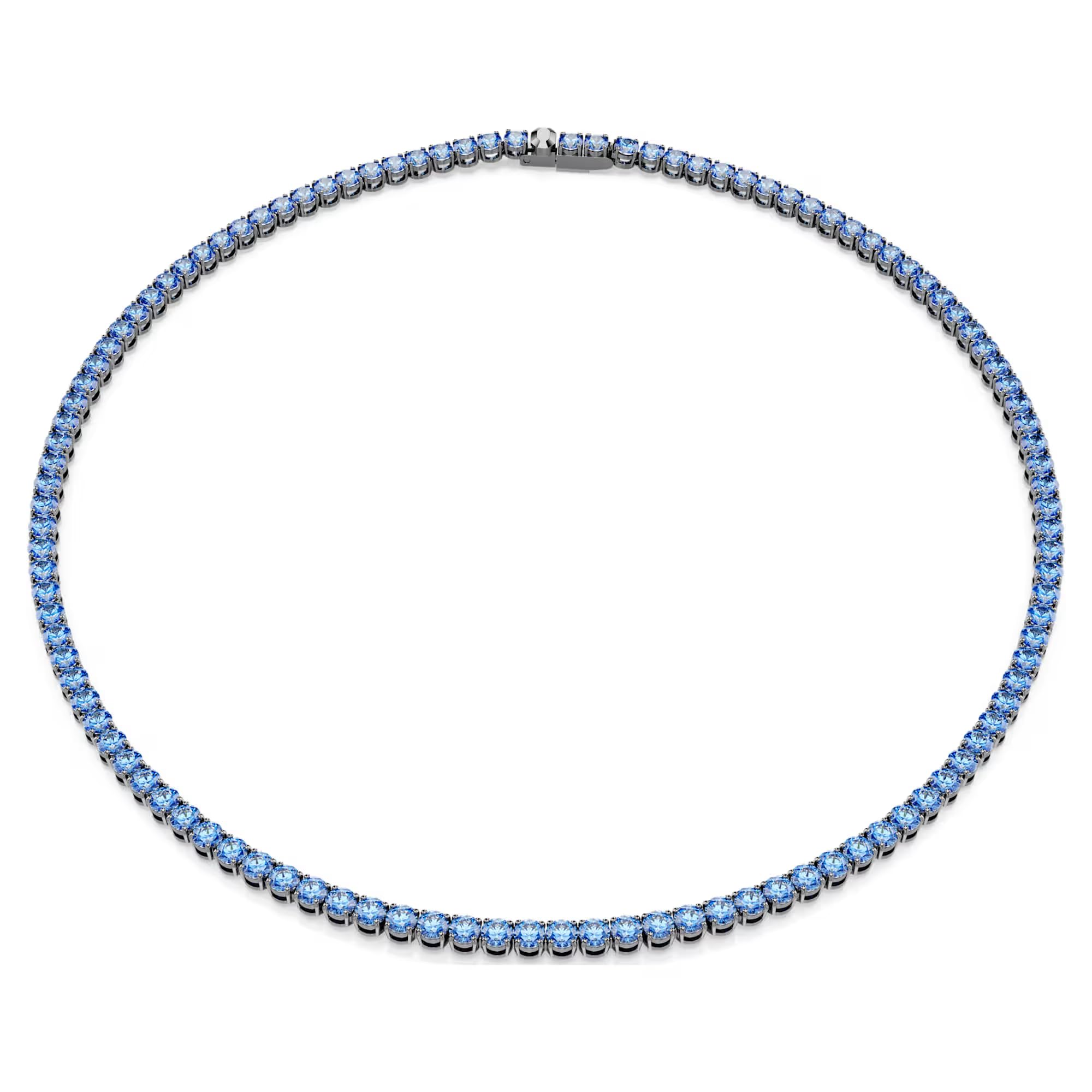 Swarovski Collana Tennis Matrix, taglio rotondo, blu, placcato rutenio