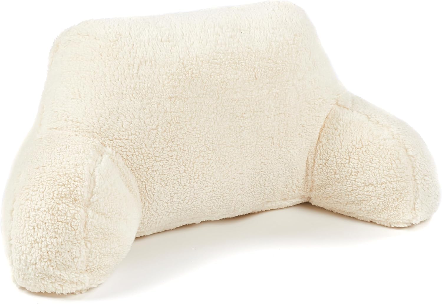 Downland Cream Huggleland Reading Pillow With Arms - Soft Teddy Fleece Cuddle Cushion For Adults, Backrest Support Pillow For Bed, Chair & Armchair Reading Cushion (Cream) - 45H X 39D X 89W Cm