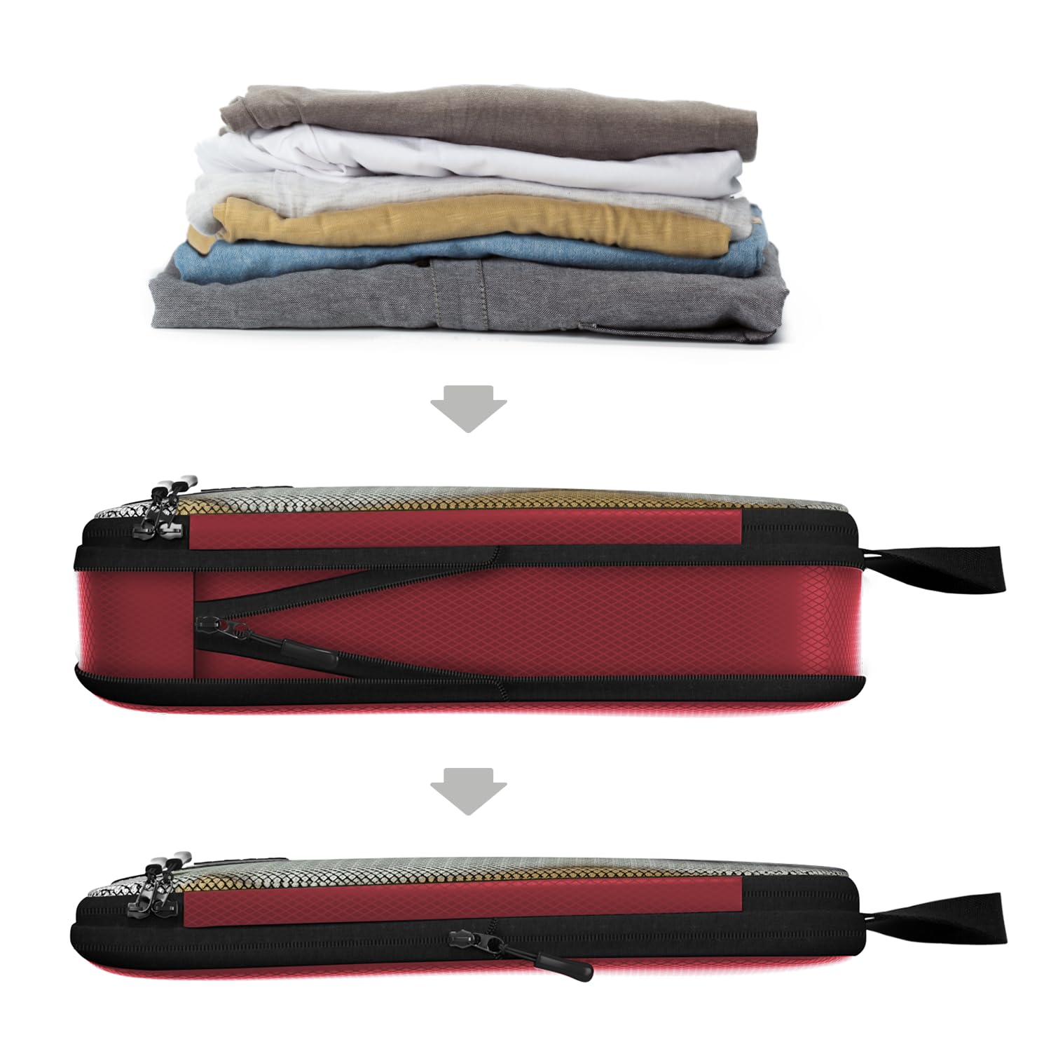 Cubos grandes de compresión para viajes, juego de 5 cubos de embalaje de compresión, bolsas organizadoras de maleta de mano, bolsas organizadoras de cubos de viaje para equipaje