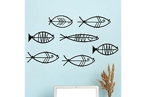 7 Pcs Metal Fish Wall Art | Rustic Beach Nautical Coastal Theme Fish Wall Decor