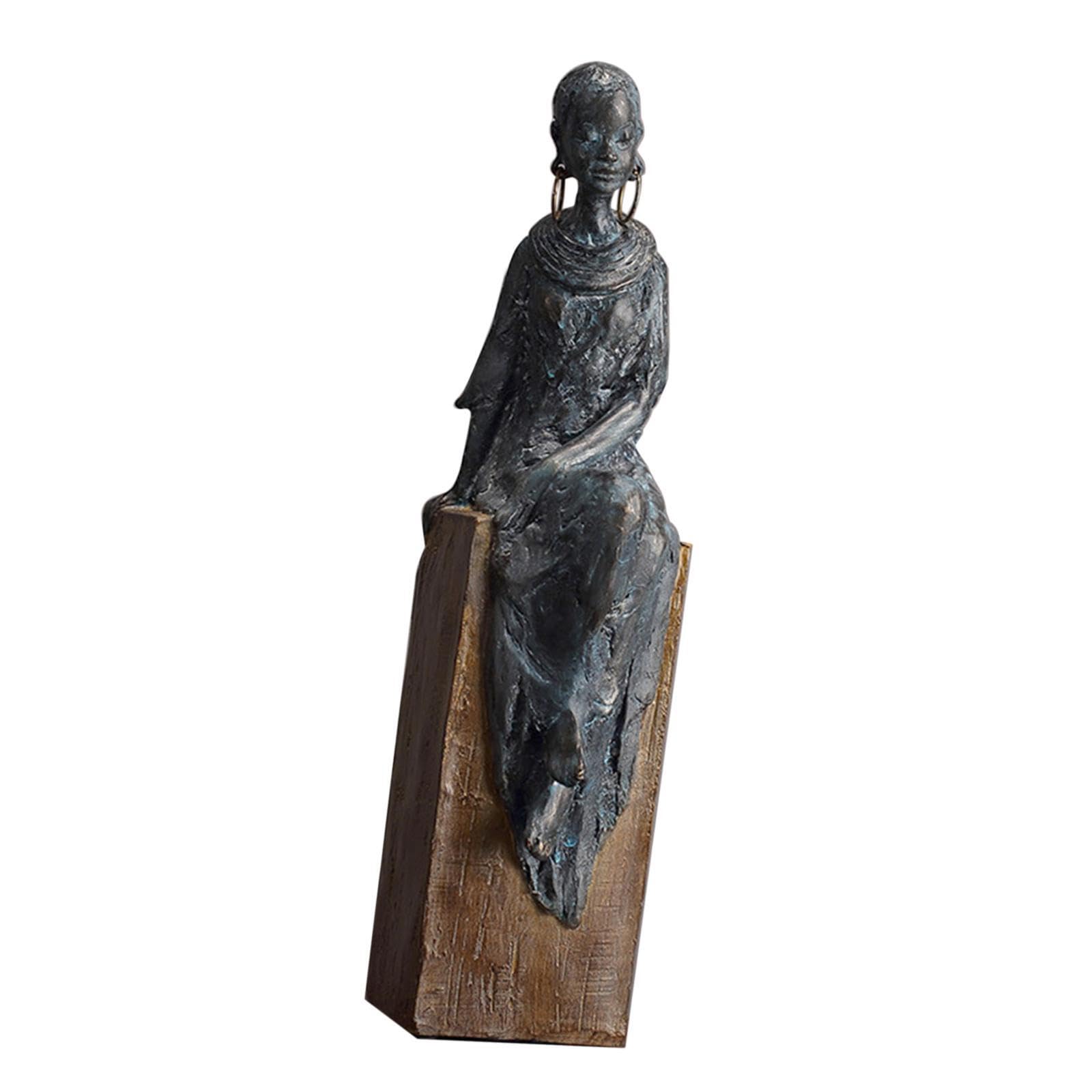 PIXZCSA Thinker Style Female Bust Statue Figurines Resin Craft Sculpture Home Office Decor Art Desktop Sculpture Patio Vivid