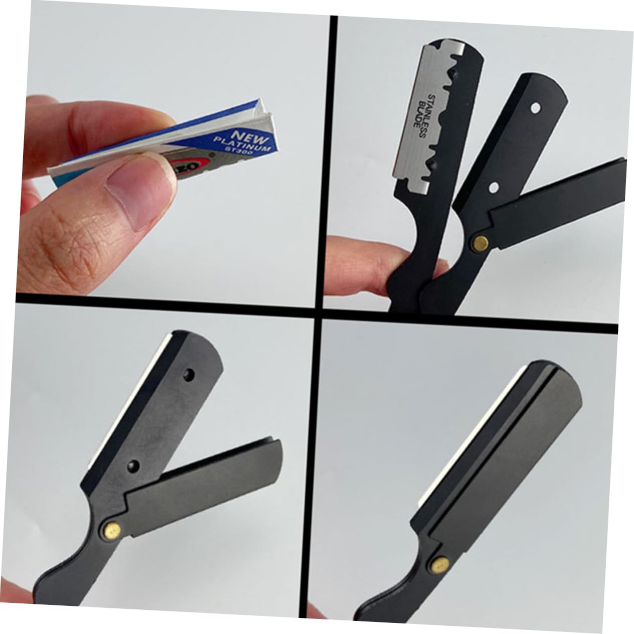 FRCOLOR 3 Stück Klappbarer Haarmesserhalter Aus Edelstahl Tragbarer Rasierer Tragbarer Rasierer Faltbares Barttrimmwerkzeug Glattes Rasiermesser Rasierer Für Männer