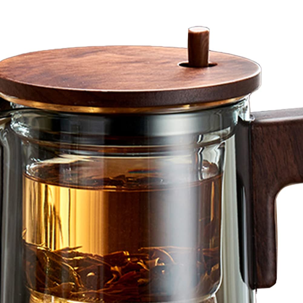 Théière en Verre 1 Pièce avec Manche en Bois Théière Parfumée Transparente 750 ML