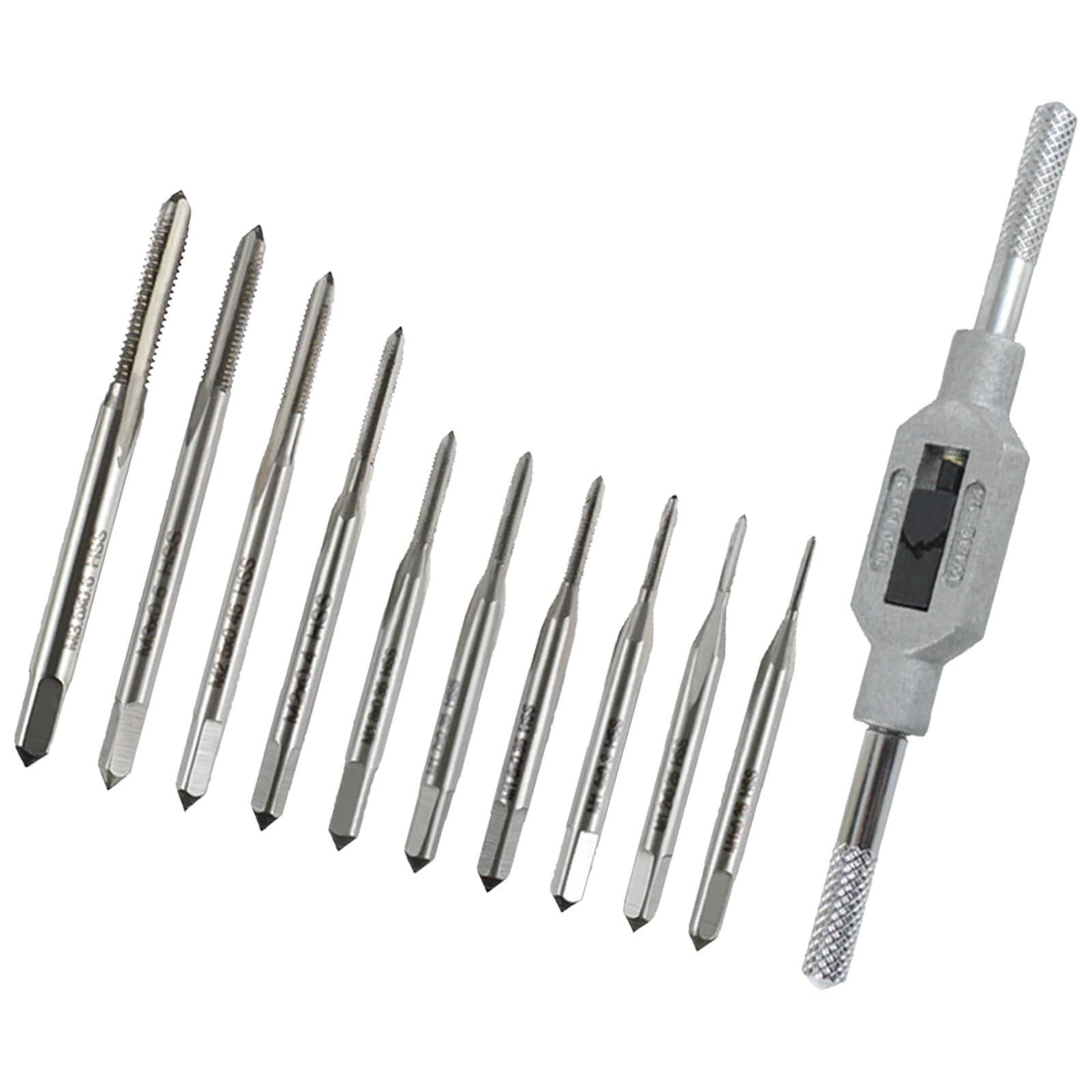 Kaeltsyn Of 11 Efficient Miniature Straight Flute Tapping Tool Set Hardened Steel For Quick And Smooth Thread Cutting Tasks Miniature Tap And Wrench Set