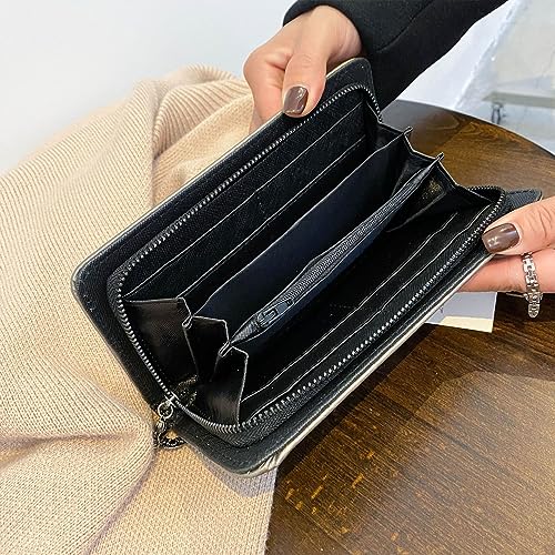 Skull Wallets for Women - Large Capacity Womens Clutch Wallet Purse Punk Studs Gothic Skull Chain Women Wallet Long Purse Credit Card Clutch for Women Handbag (Champagne Gold)4