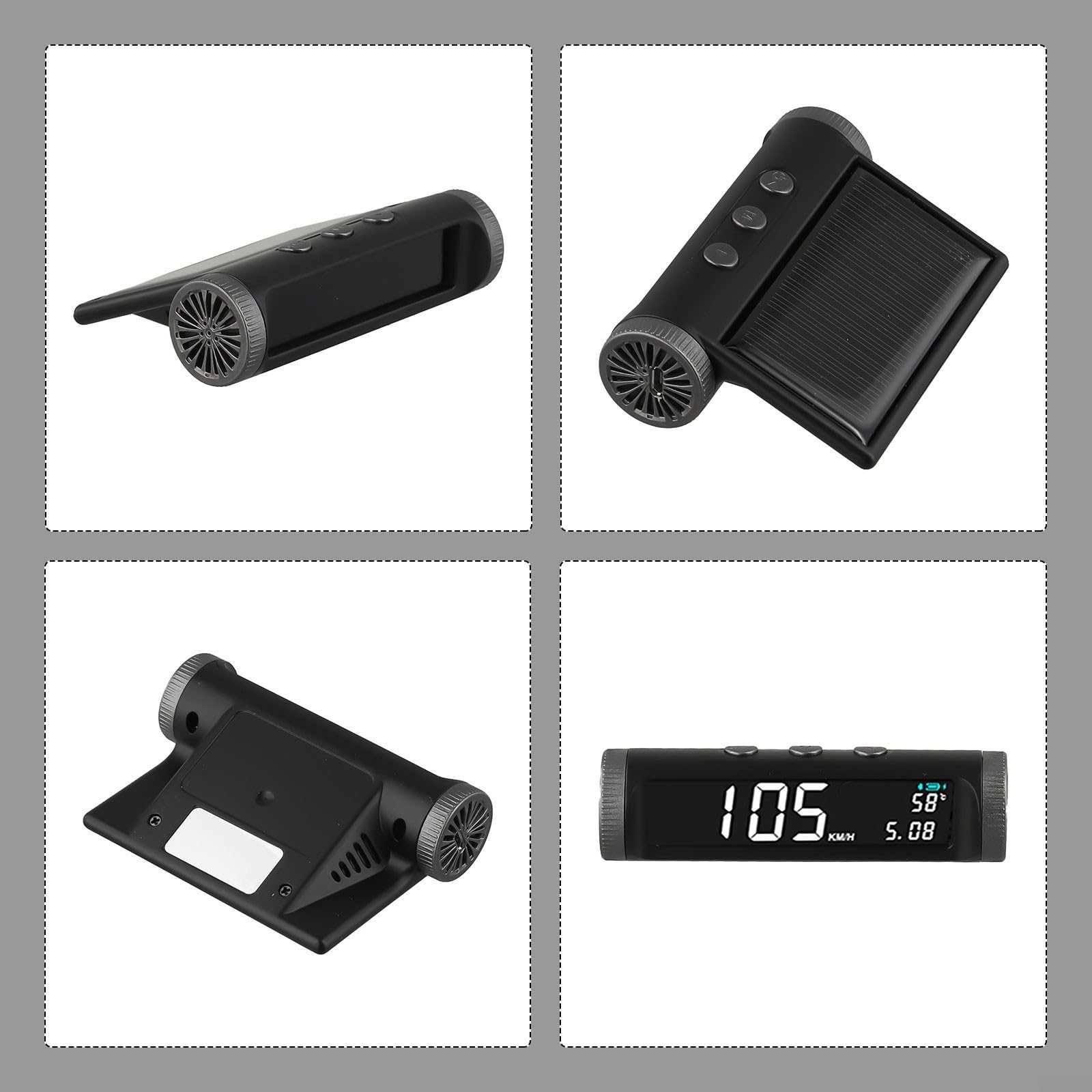 Display HUD Head Up per auto a energia solare con tachimetro digitale GPS, 650 mAh, interruttore MPH/KMH, data orologio temperatura, calibrazione APP per tutti i veicoli Assistente di sicurezza alla