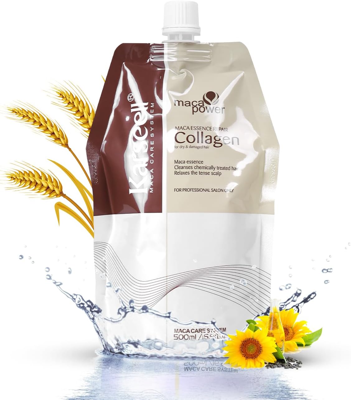 KarseellCollagen Hair Treatment 16.9 Oz 500ml Deep Repairs Conditioner Argan Oil Keratin Hair Treatment for Dry Damaged Curly Bleached & All Hair Types