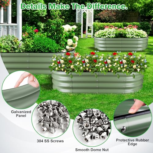 Cama de jardín de metal profundo con acabado verde oliva de diseño 5