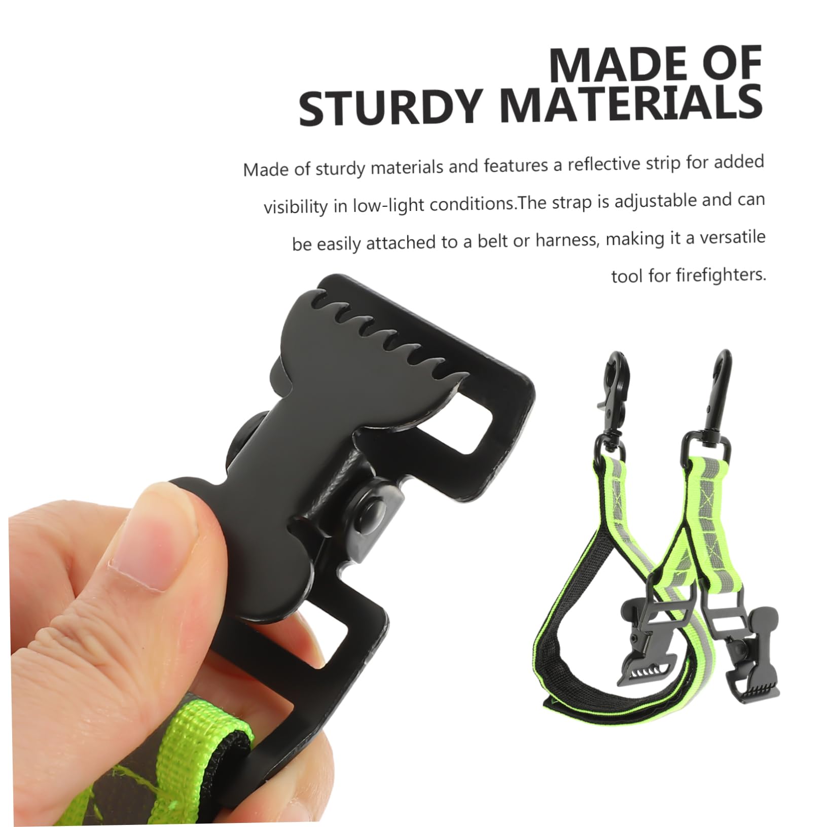 Lot de 2 Pinces à Sangle de Pompier Robustes avec Design Réfléchissant en Polyester et Fer, Attaches Pratiques pour Ceinture, pour Pompiers et Techniciens