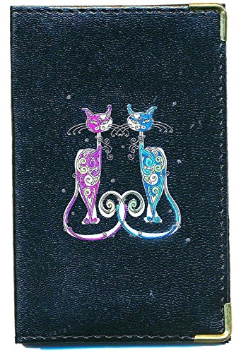 Syl'la - Funda para tarjeta gris, permiso de conducir, documentos de coche planos, gato (negro) - cg-chat