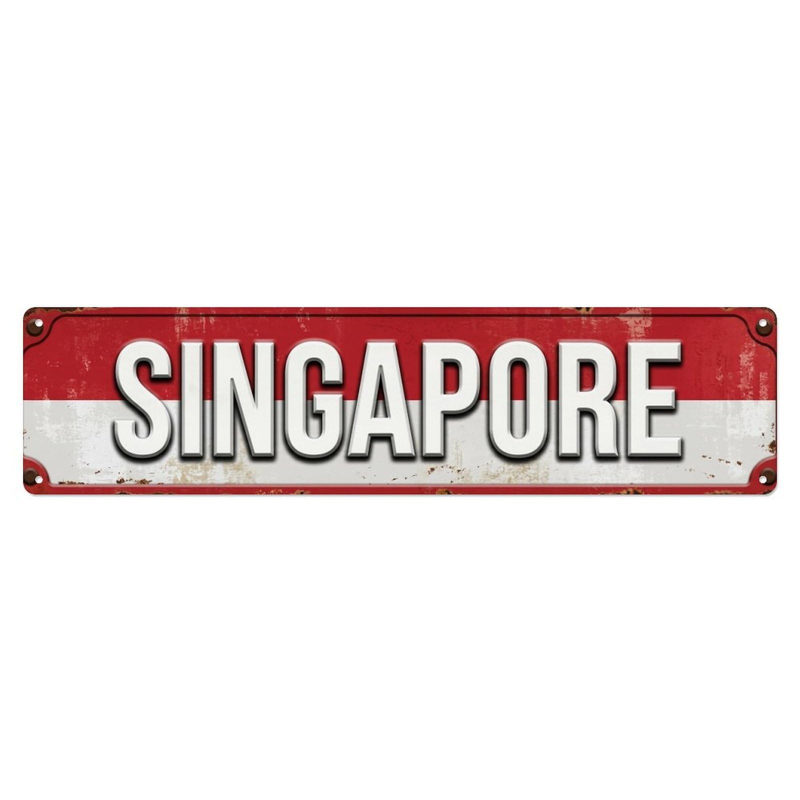 Vintage Singapore Flag Pattern Metal Tin Sign