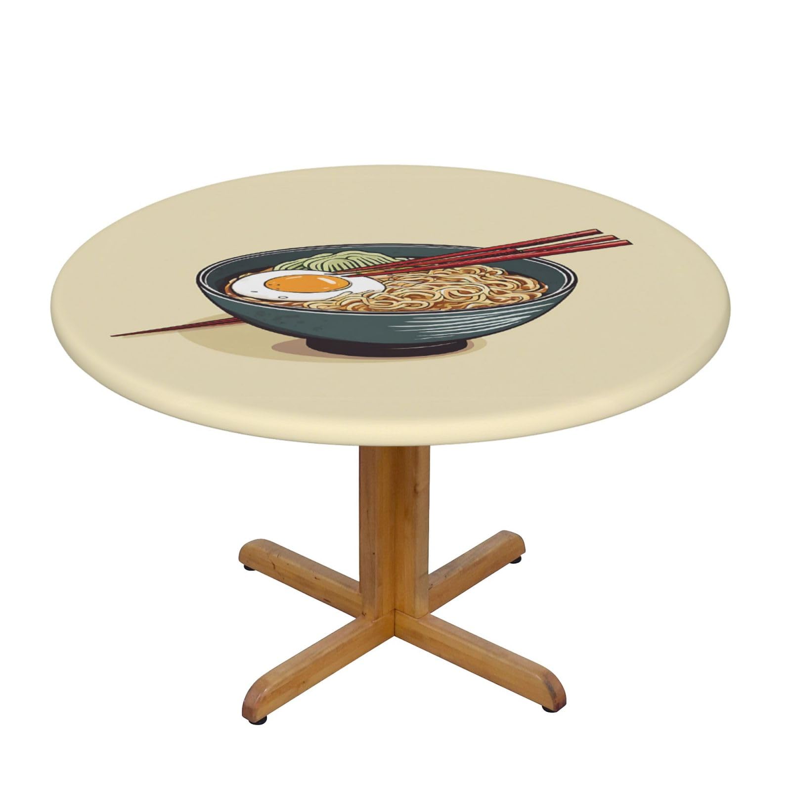 EZDLOWVBA Delicious Sweet Ramen print Round Tablecloth with Elastic Fits Tables Outdoor Tablecloth,Stain Resistant Table Cover for Kitchen Dining Parties