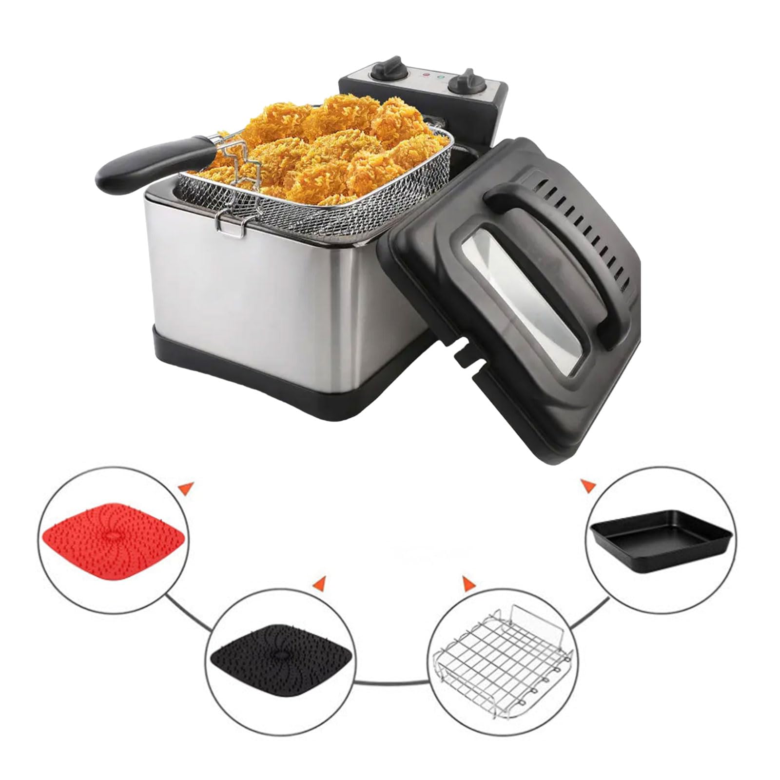 Grilling Rack Air Fryers Pad Silicone Air Fryers Tray Silicone Baking Liners Baking Inner Liners Cooking Tool for 4.5-8QT