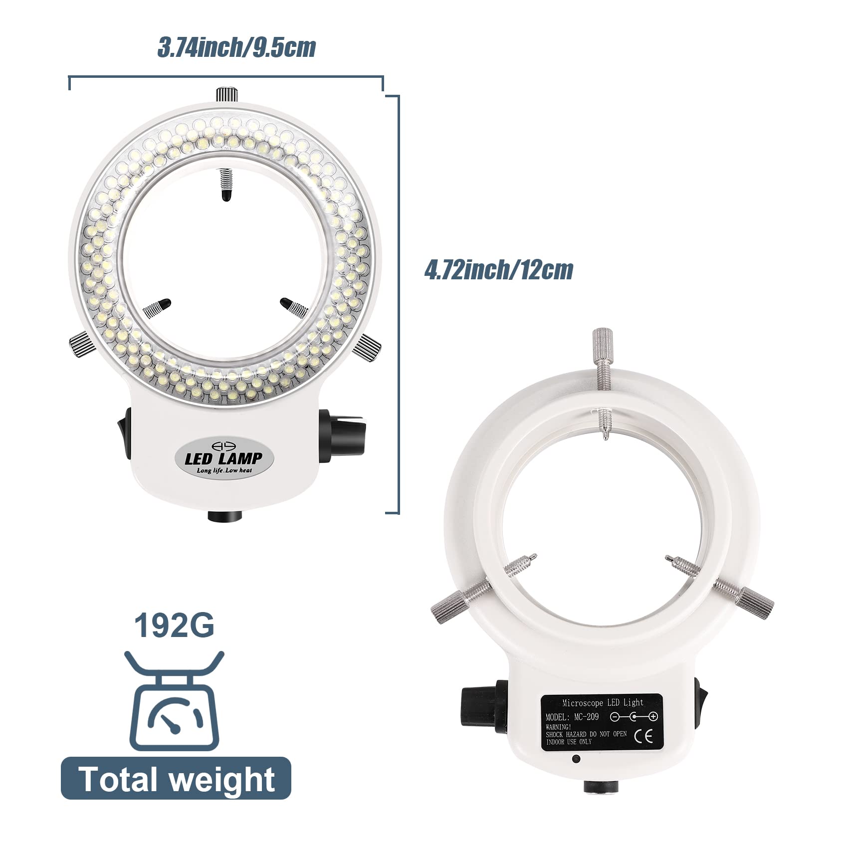 Jevina Anillo de luz de 144LED para microscopio, lámpara de microscopio, luz 6000K 0-100% Ajustable