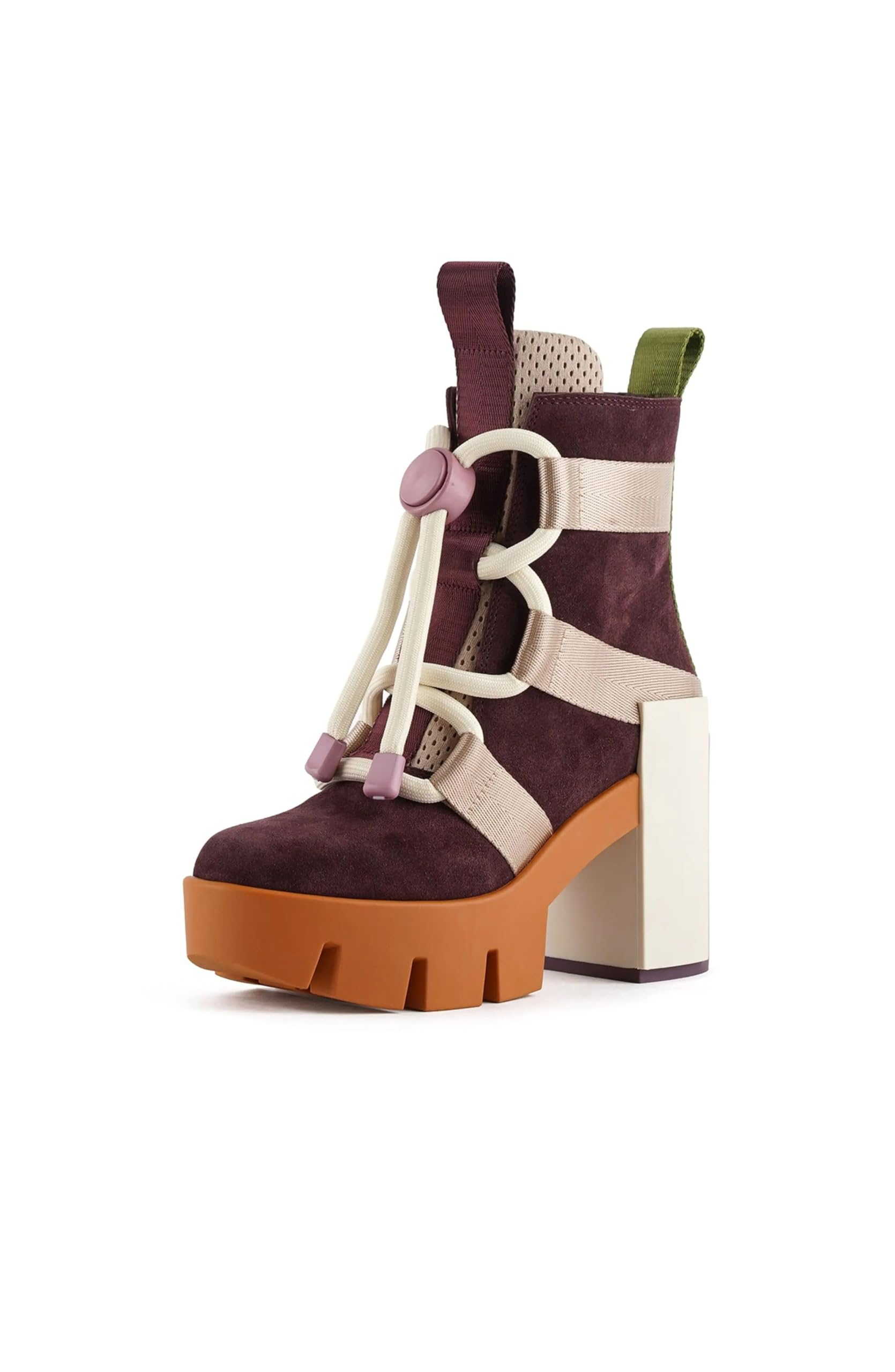 OMLISHZTY Platform Ankle Boots for Women Lace-Up Chunky Heel Lug Sole Booties Fashion Round Toe Women s Fall