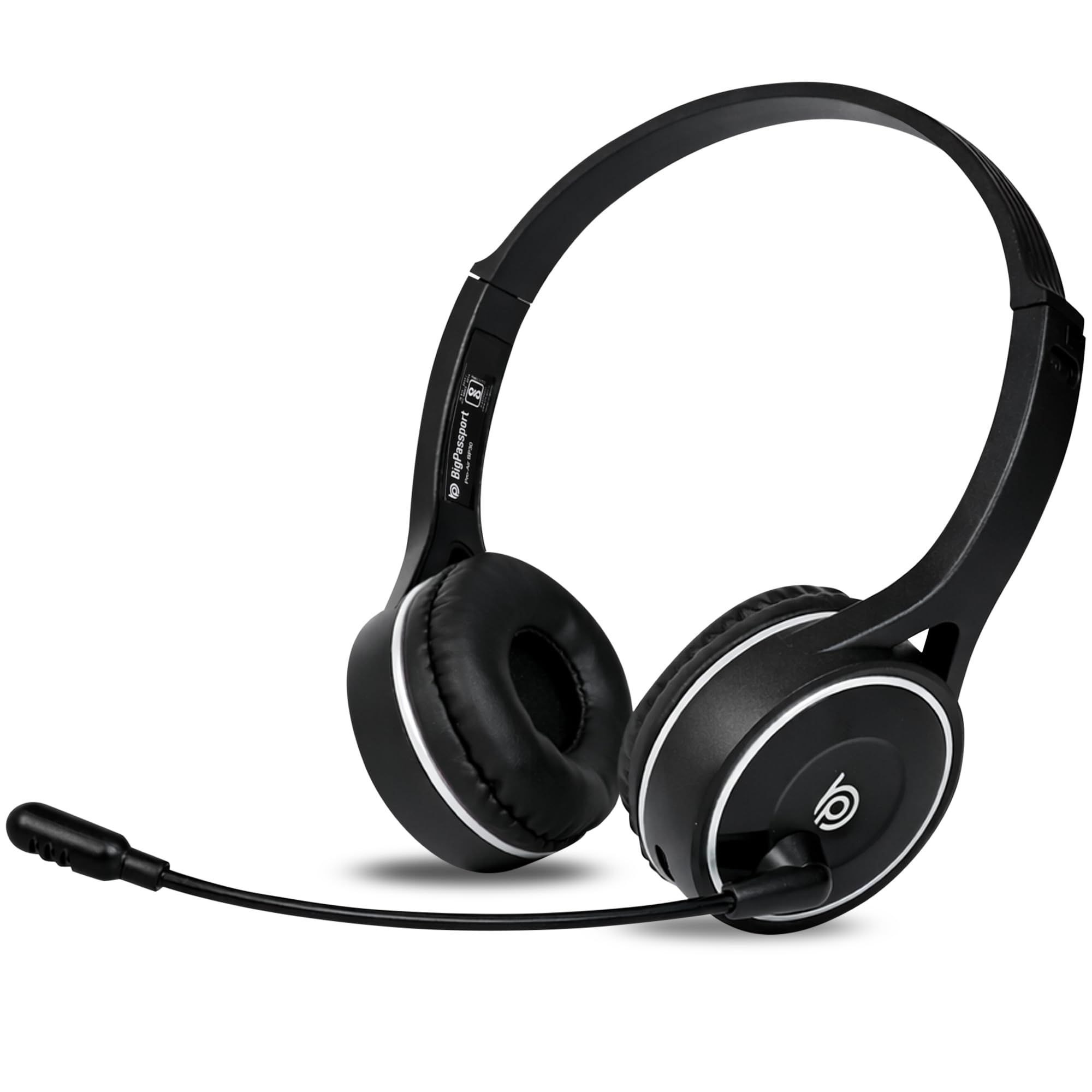 Bluetooth Wireless Over-Ear Headset with Mic | Noise-Cancelling Headphones for Skype, Zoom, Online Meetings, Call Center, Office, PC, Laptop – Pro-Air_Bp30 (Black)