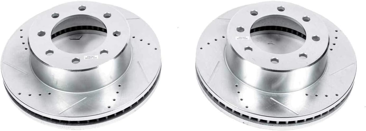 PowerStop Evolution Front Brake Rotors For Dodge Ram 2500 2009-10 |Ram 3500 2009-10 |Ram 2500 2011-26 |3500 2011-26 - Drilled and Slotted Performance Disc Rotors Upgrade, AR8373XPR