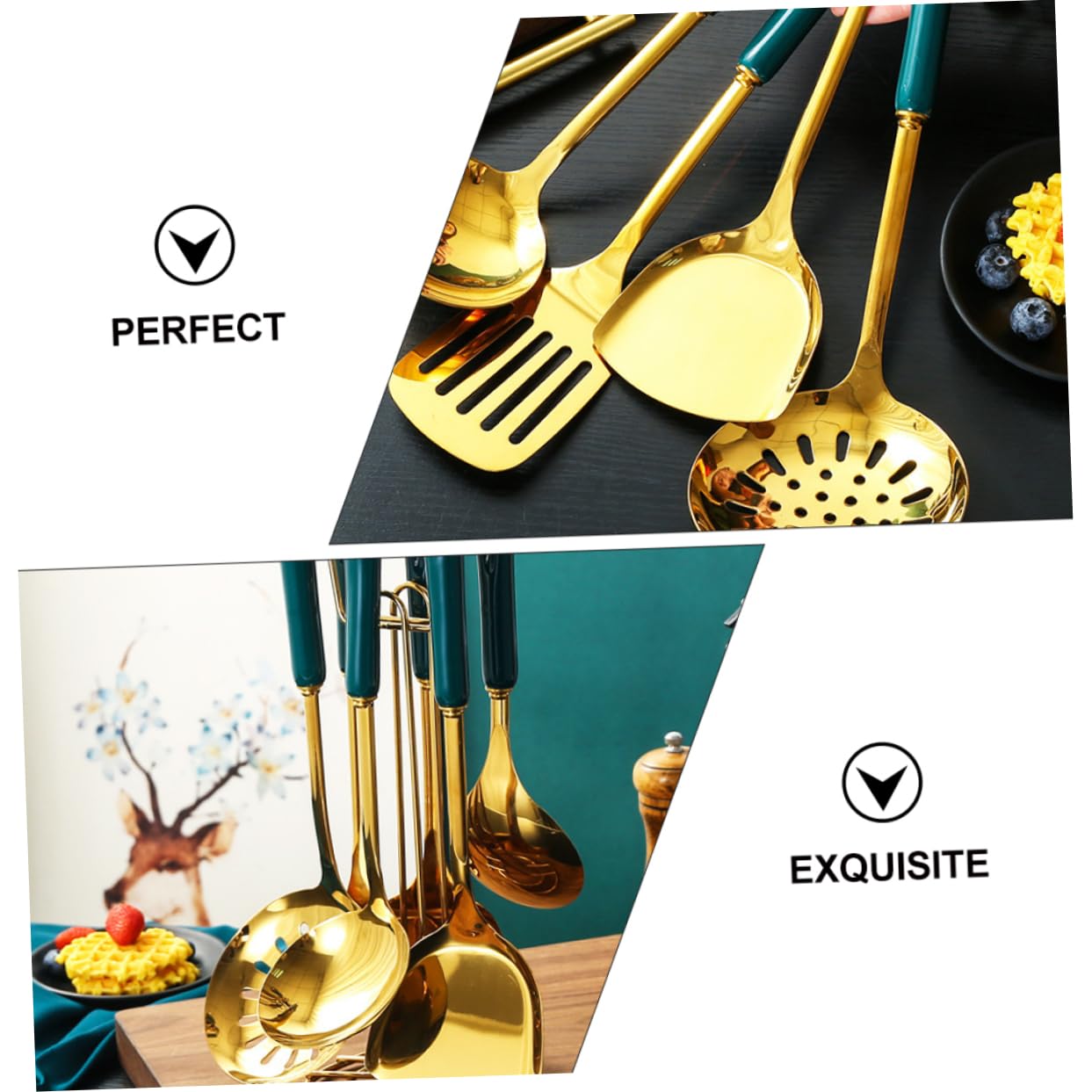SHOWERORO Küchenhelfer-Set Aus Edelstahl Mit Kochschaufeln Und Küchenschaufeln Für Küche Und Kochen Spachtel Und Kochlöffel Für Geringe Haushalte