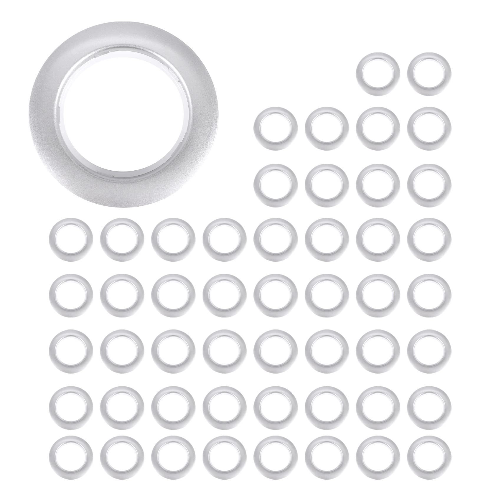 Arandelas de cortina 43mm anillos de ojales para cortinas paquete de 50 unidades plata