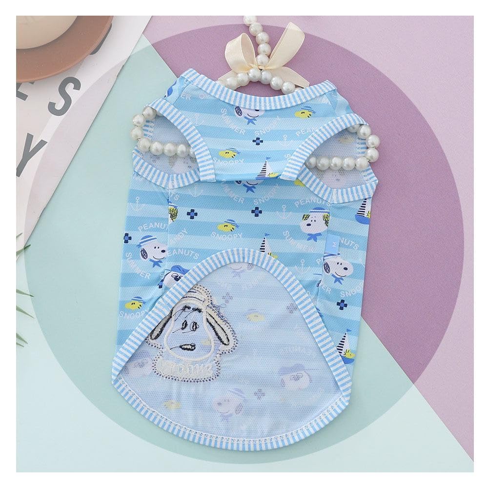 Kaiyatxly ペット服 犬服 Tシャツ 春夏 袖なし 通気性メッシュ 冷感ベスト タンクトップ ペットウェア ドッグウェア 可愛い スヌーピー 犬の服 パジャマ 犬猫洋服 柔らかい 綿製 人気 仮装 ファッション 小型 中型犬服 猫服 (M) - 5