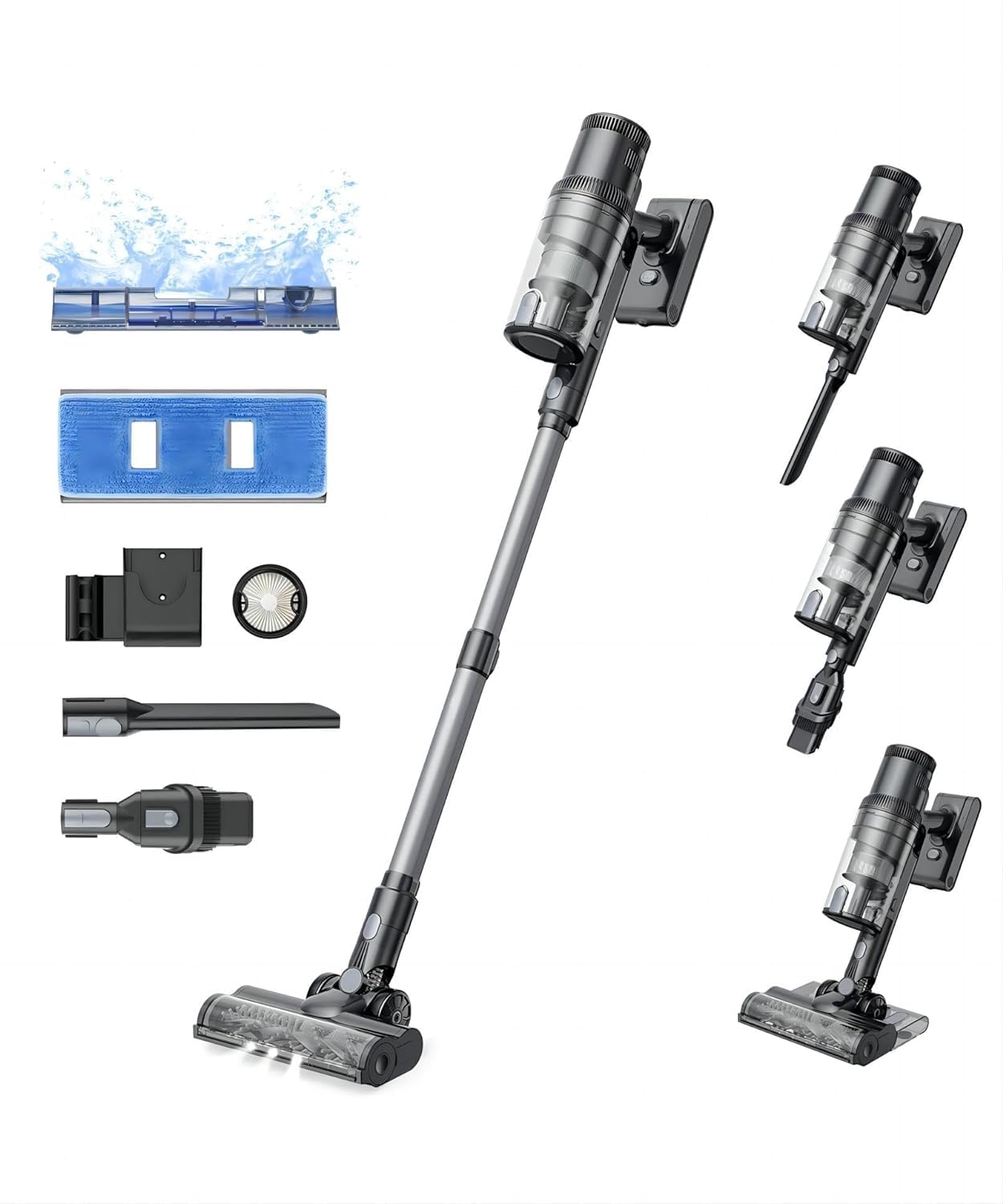 Proscenic P11 Mopping Vacuum Cleaner with Mop Function, 35KPA/500W/50Min 2-in-1 Battery Vacuum Cleaner Wireless and Mop, LED Display and Versatile Battery Vacuum Cleaner for Carpet/Hard