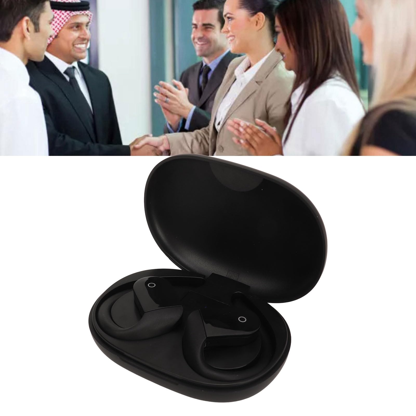 Dispositivo Traduttore Wireless Auricolari 5.3 Avanzati con Supporto 144 Lingue, Controllo delle Impronte Digitali Binaurali per Viaggiatori Frequenti/interpreti, Plastica Nera (BLACK)