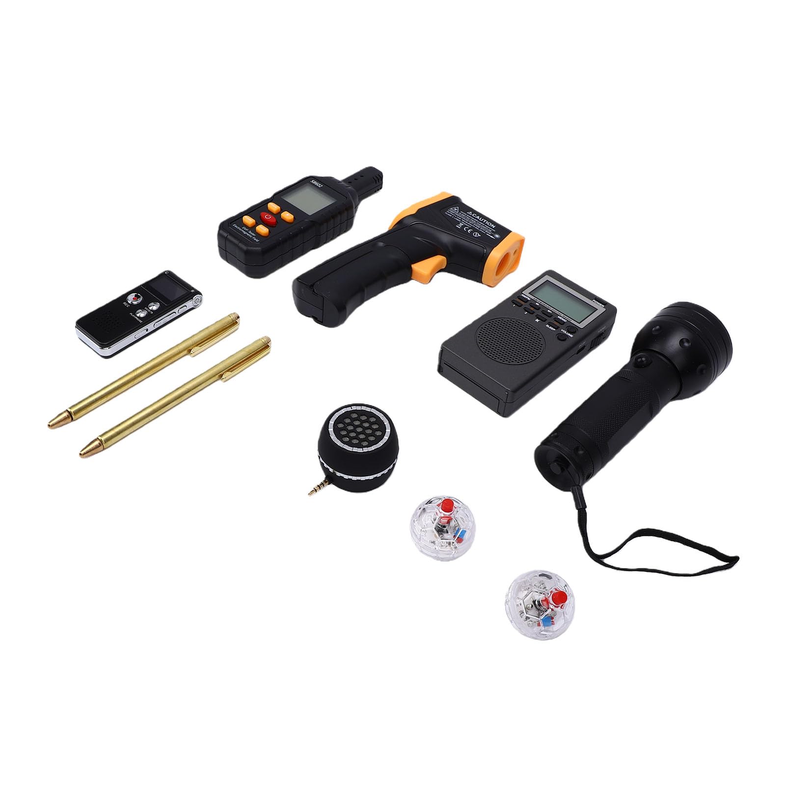 BRRNOO Kit de Equipo Portátil para Atrapar Fantasmas, Herramientas Profesionales de Investigación Paranormal con Medidor EMF, Grabadora de Voz, Termómetro, Bolas de Gato Iluminadas para