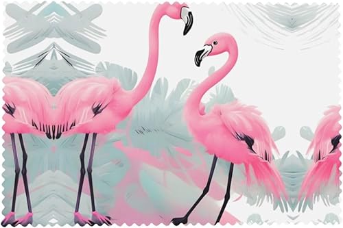 Miniatura 8 de Rectangular Placemats Set of 4, Heat Resistant Pink Flamingo Printed Kitchen Dining Table Mats