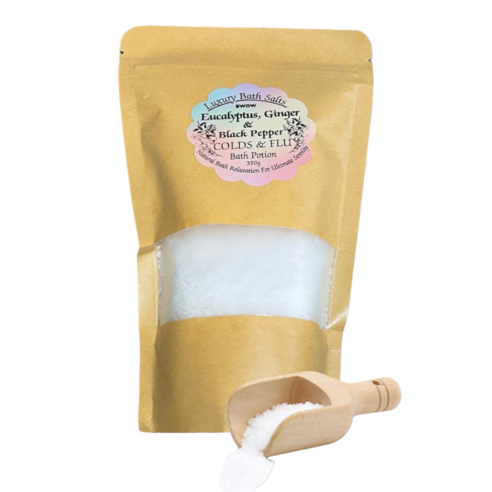 Bath Salt for Deep Relaxation Eucalyptus Ginger & Black Pepper Infused Aromatherapy Soak Soothing & Rejuvenating Spa Relieves Stress Ease Muscle Tension Hydrate Skin for Bath & Body Care 350g