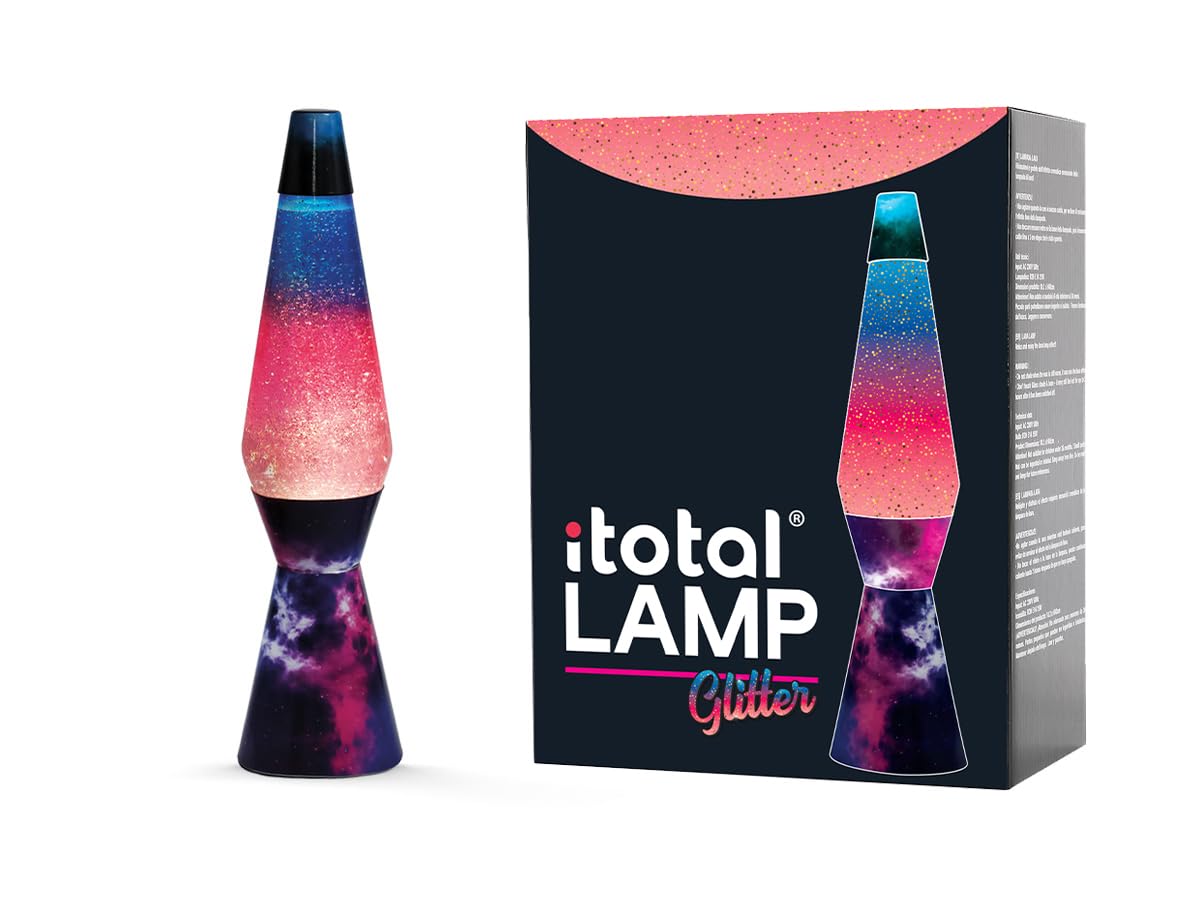 I-TOTAL® Lampada Glitter Spaceship Colorata – Effetto Bolle Brillanti, Design Retrò Vintage, Luce Rilassante e Decorativa, Movimento Dinamico con Glitter, Idea Arredo Casa e Ufficio (GALAXY)